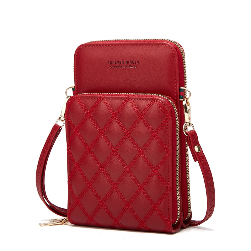 BURGUNDY Women's Embroidered PU Leather Vertical Wallet