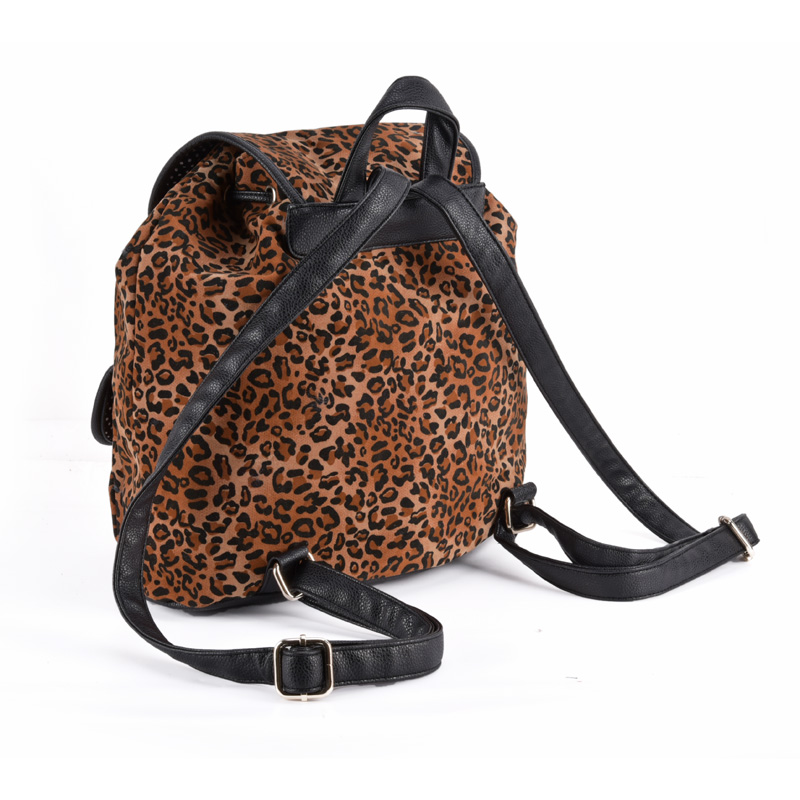 Leopard Print Backpack With Buckle Detail