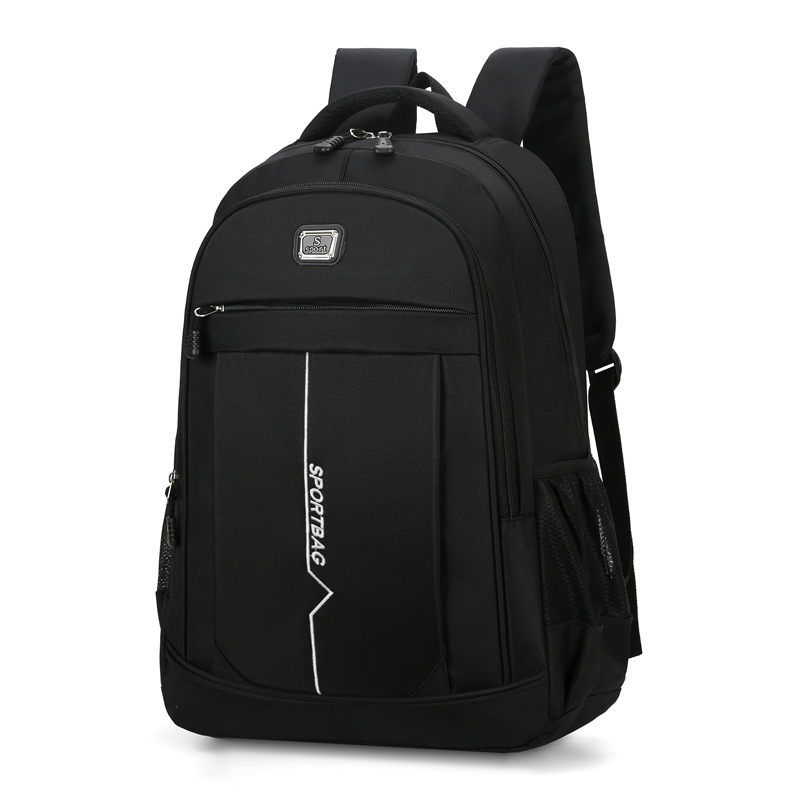Stylish Striped Canvas Backpack (Black)