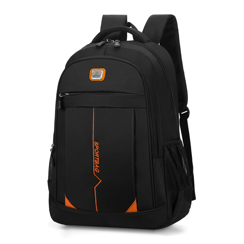 Stylish Striped Canvas Backpack (Orange)